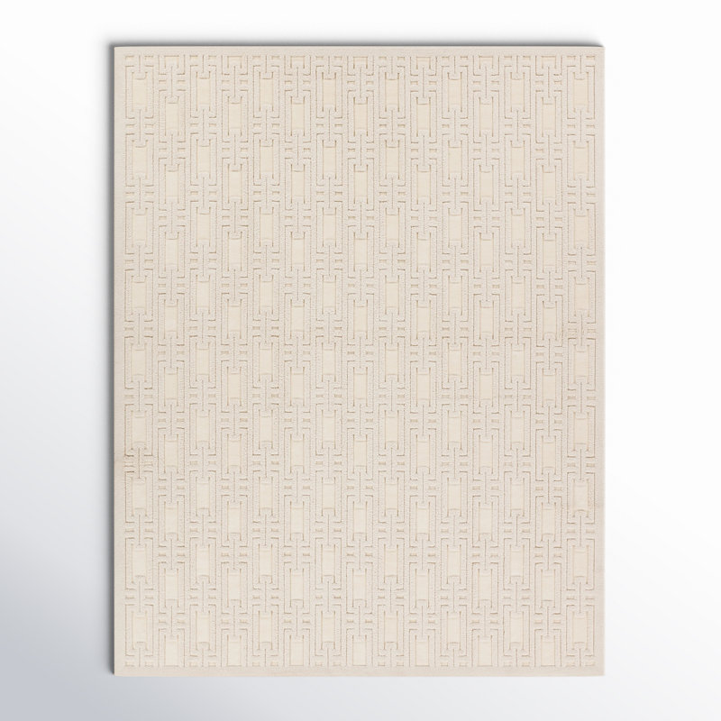 Rectangle Edita Geometric Machine Woven Area Rug in Cream, Rectangle 9'2" x 11'9"