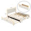 Queen Upholstered Platform Bed with Trundle & 2 Storage Drawers, Modern Bedroom Furniture, Beige