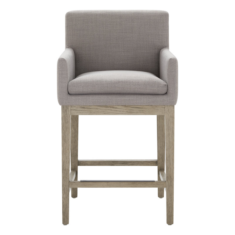 Tabouret de comptoir avec accoudoirs Bethea, Effie silex / lin