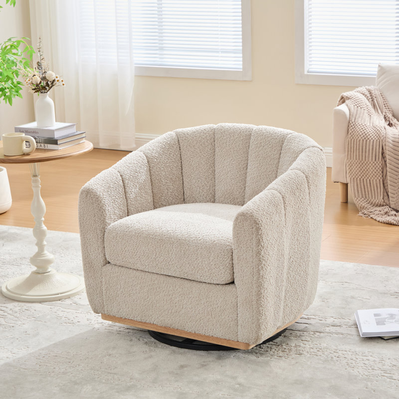 Fauteuil demi-tonneau pivotant surdimensionné rembourré, Blé