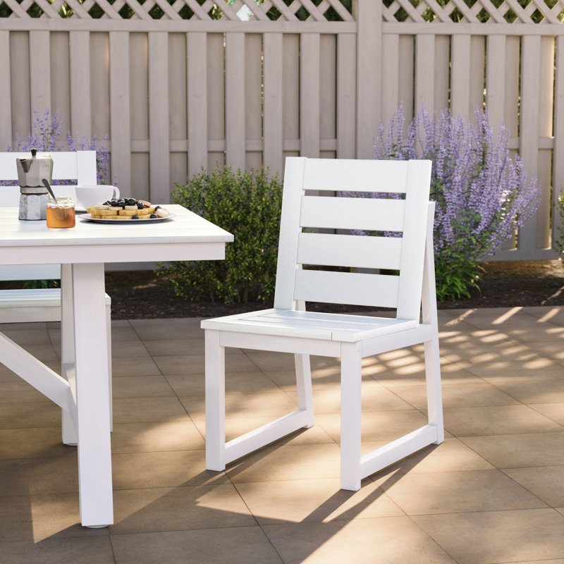 Outdoor Dining Side Chair, White