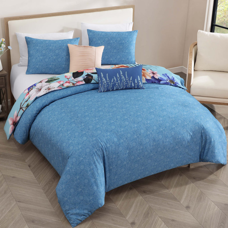 Ensemble d'édredon réversible 100% satin de coton Bebejan, Édredon de grand lit + 4 pièces additionnelles