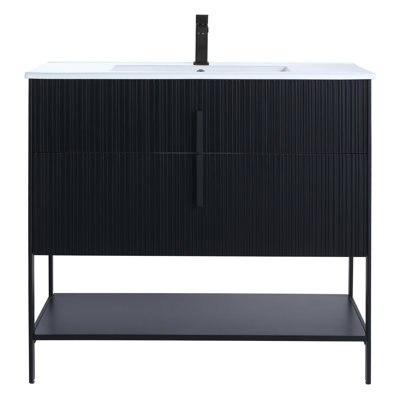  Meuble-lavabo moderne avec plateau en céramique blanche Serenity