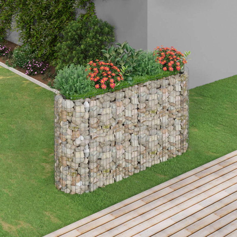 Dakota Fields Gabion Raised Bed Galvanised Iron, 190cm H x 50cm W x 100cm D