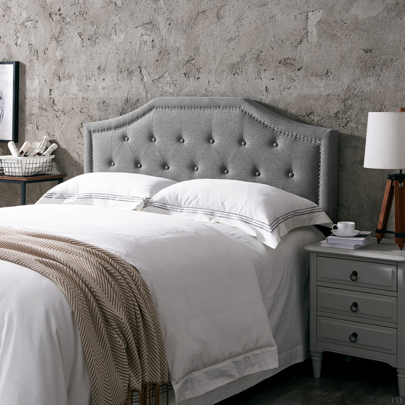 Tête de lit double et grand lit, Gris anthracite