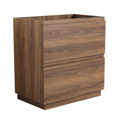 Meuble-lavabo de salle de bain 30 po sans lavabo, armoire encastrée moderne à deux tiroirs, bois d'ingénierie, brun, lavabo attrayant, élégant et rangement autoportant