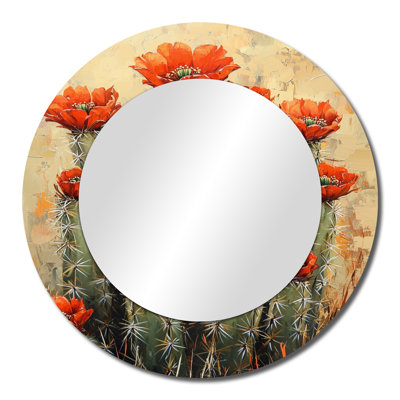 Cactus In Full Bloom - Floral Cactus Mirror Wall Art - Printed On Metal