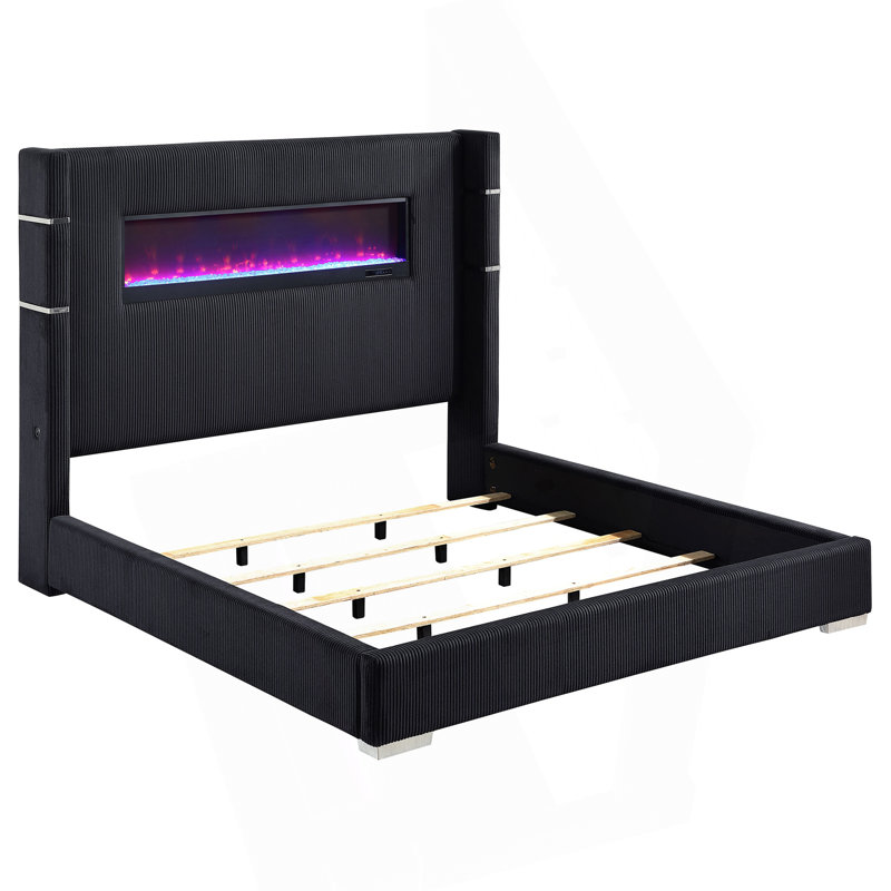 Lit pour grand lit Juda, Noir, Grand lit