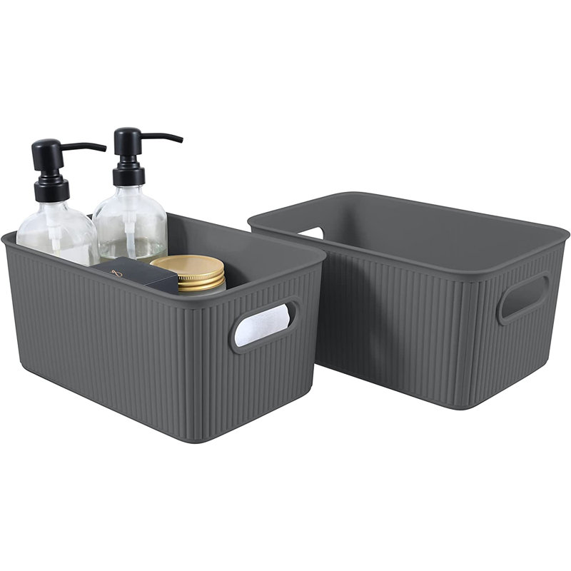 Paniers de rangement en plastique, 2, gris
