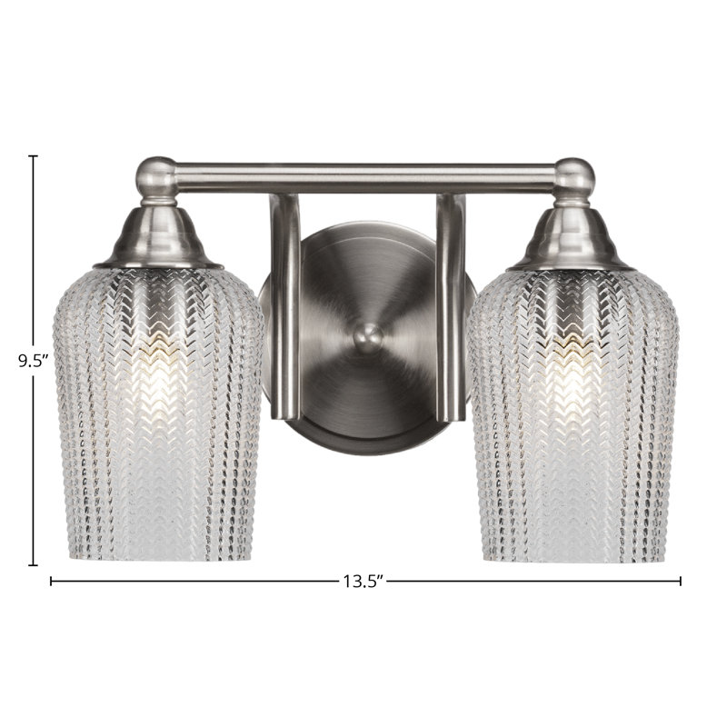 Michell 2-Light Bath Bar, Clear, Brushed Nickel