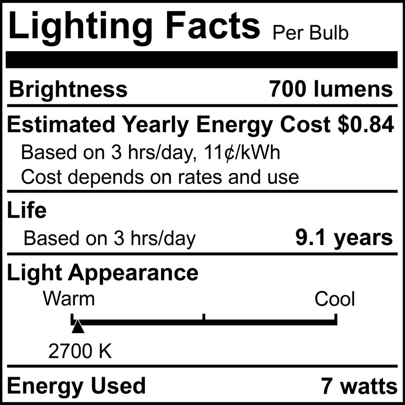 Équivalent à 60 watts, ampoule DEL A15 à intensité variable, blanc chaud E26 / culot moyen (standard), 2700