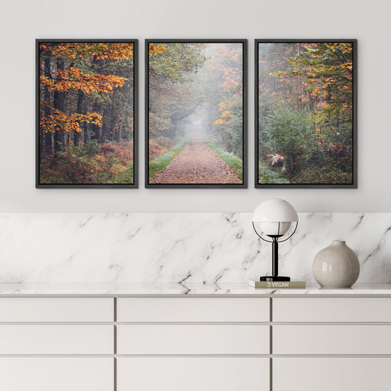 Automne Automne Splendeur Forêt Sentier Nature Nature Photographie Réalisme Paysage moderne, H 24 po x l 48 po