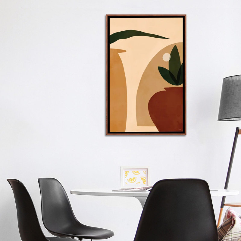 Ocre par Brie Nicole-impression d’art graphique, Toile avec cadre en bois brun classique, Pas de tapis