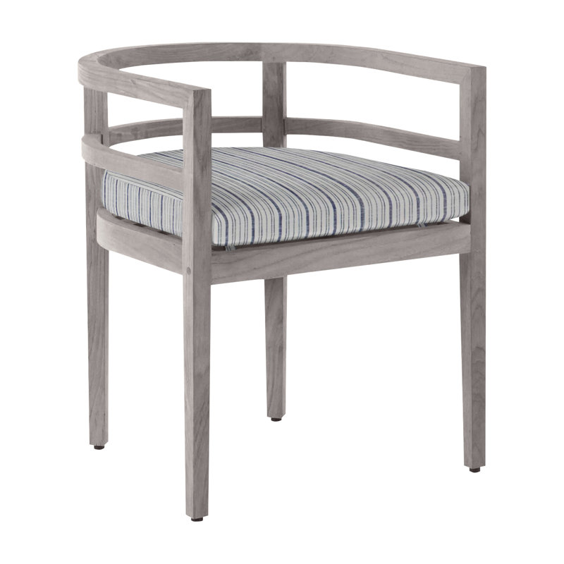 Santa Barbara Patio Dining Armchair with Cushions, No Welt, Verona Silver, Oyster Teak