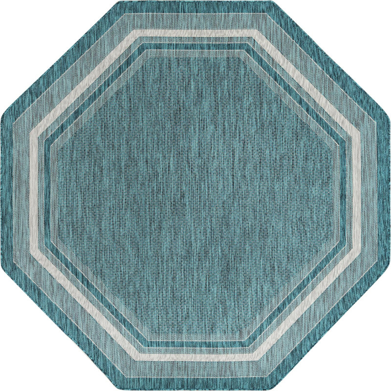 Tapis intérieur / extérieur Sevinc, Dark Teal, Octogone 5 pi x 5 pi