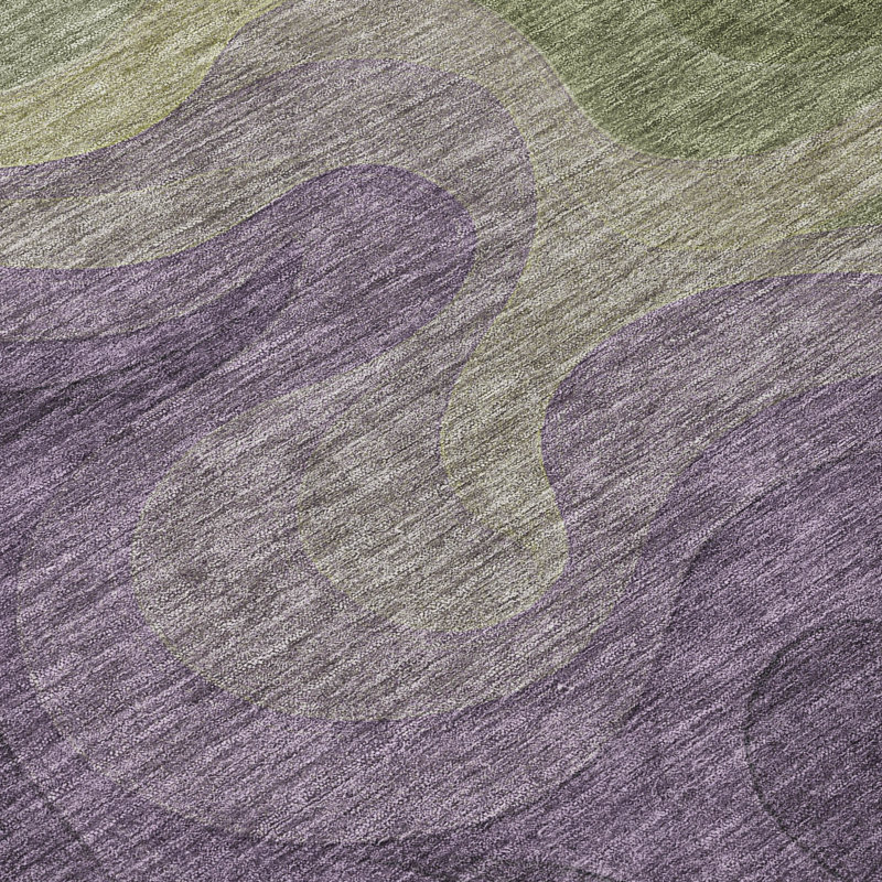 Tapis abstrait lavable à la machine intérieur / extérieur ACN2468, Prune, 10 pi x 14 pi