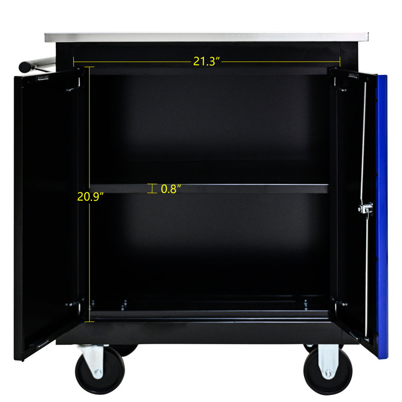 Chariot multi noir et bleu avec une armoire à outils de 46,08 lb et une hauteur de 26,06 po