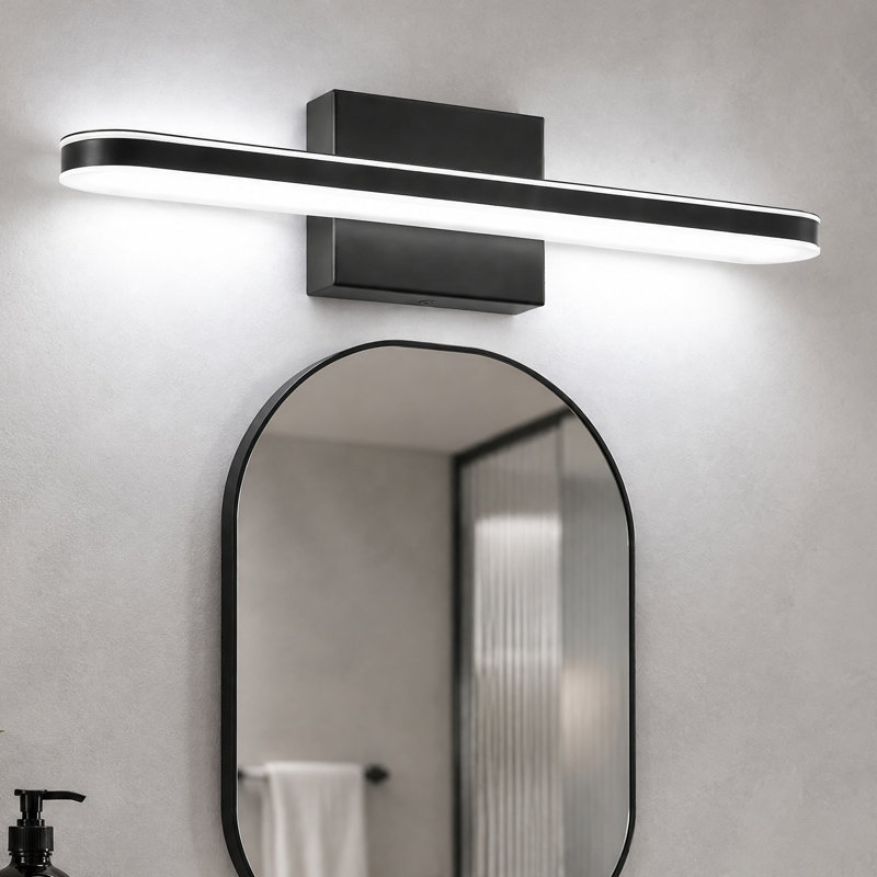16" Black Modern Dimmable Integrated LED Bar Bathroom Vanity Light, Wall Sconce, 15.7" Width, Black