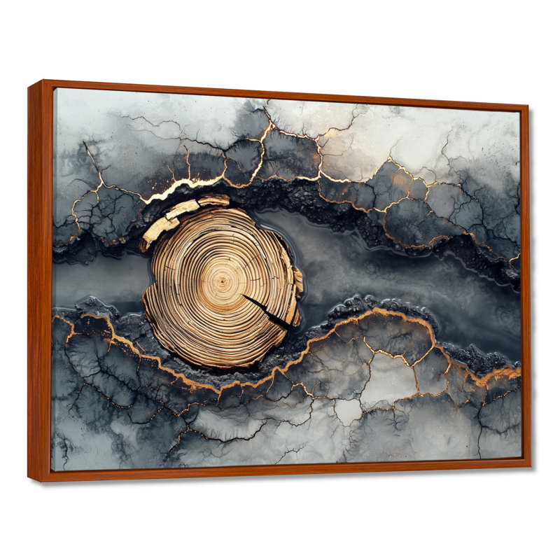 «Winter Dam River of Wood Slide and Crystal III», art mural, H 12 po x l 20 po, Cadre flottant, Natural