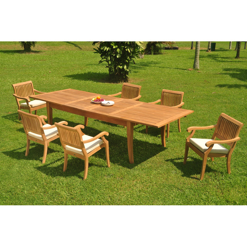 Masson 6 - Person Teak Patio Dining Set with Rectangular Table