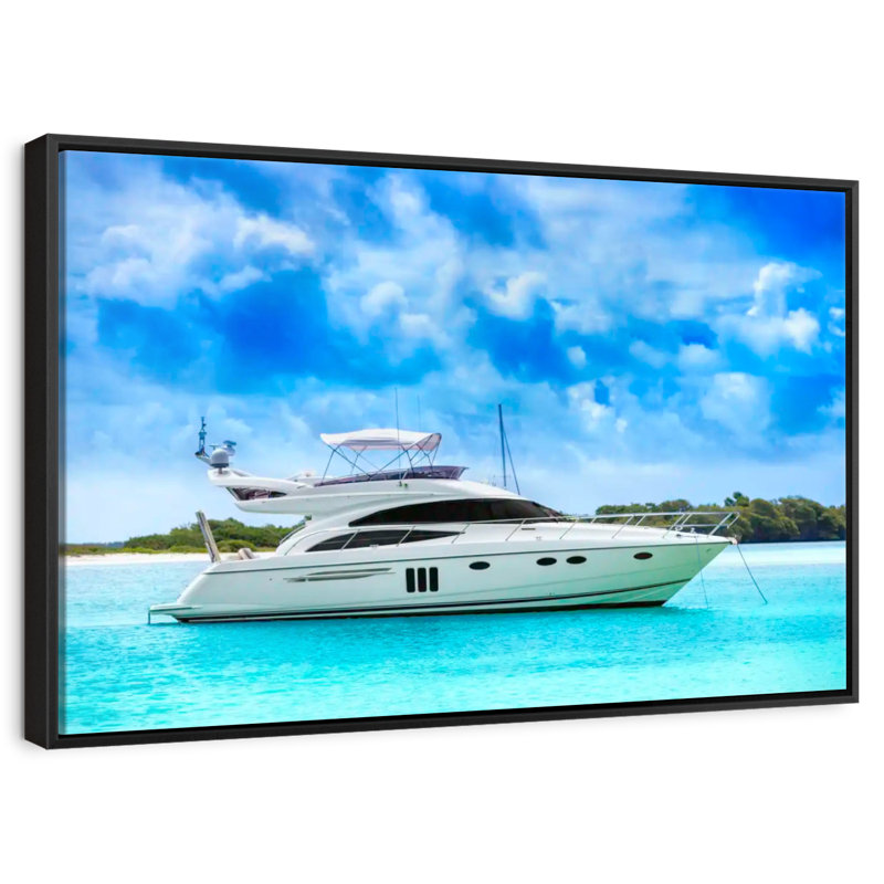 Yacht de luxe des Caraïbes, 40 po x 27 po, Cadre flottant noir