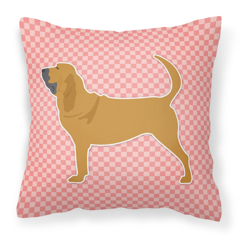 Coussin décoratif intérieur/extérieur bloodhound, H 18 po x l 18 po x P 3 po, Rose