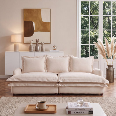 Denpasar Modern Upholstered L-Shape Sectional Sofa With Ottoman