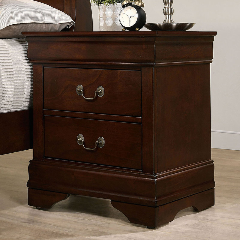 1pièce table de chevet finition cerisier Louis Philippe en bois massif à queue d'aronde anglaise, Cerisier