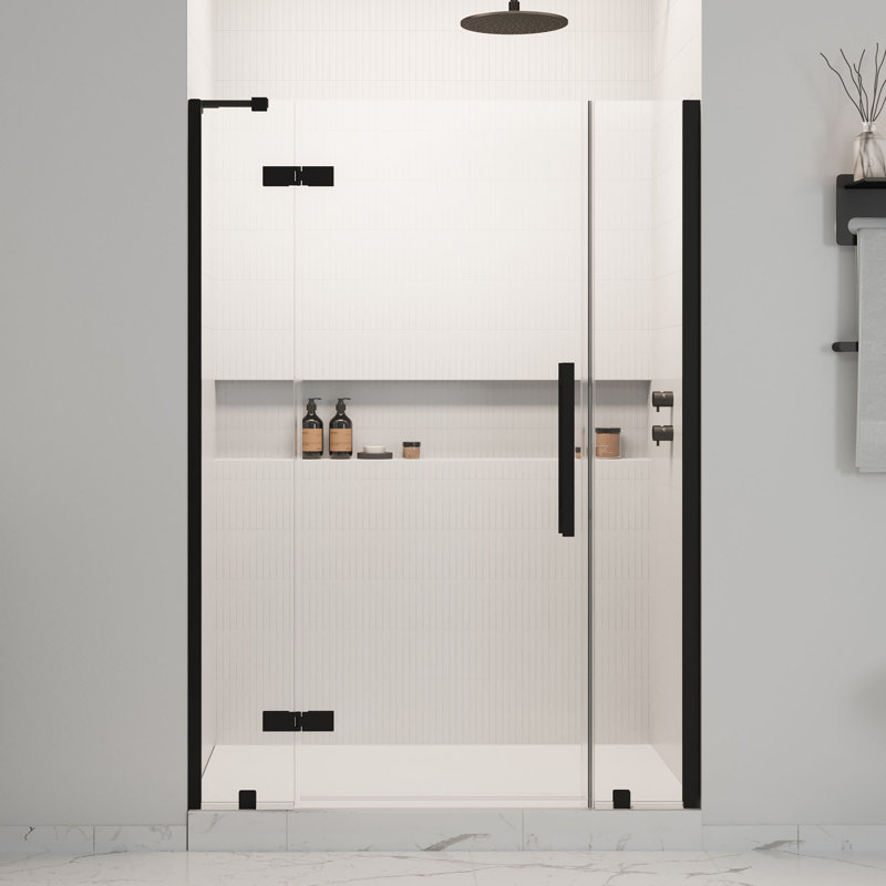 OVE Decors Tampa 51 11/16 To 54 1/16 In. W X 72 In. H Alcove Frameless Pivot Hinge Shower Door, 2025, Black