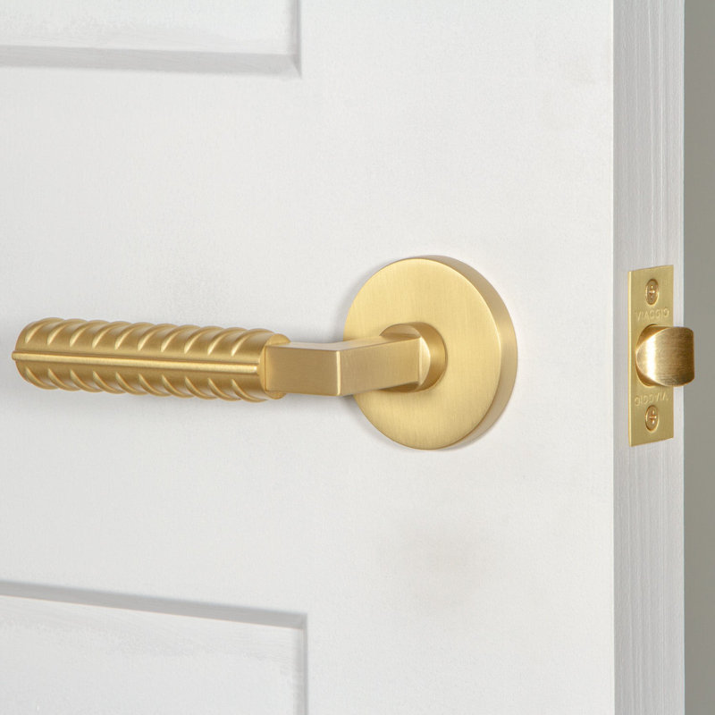 Viaggio Circolo Rosette Double Dummy, Satin Brass, Round, Modern Industrial Lever Handle