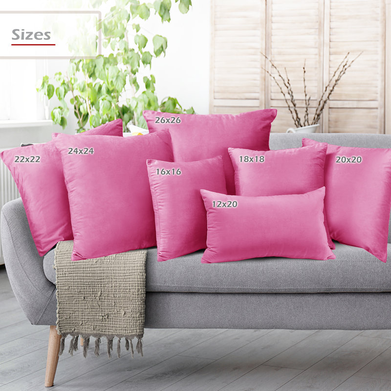 Light Pink Velvet Hypoallergenic Square Pillow Covers Set