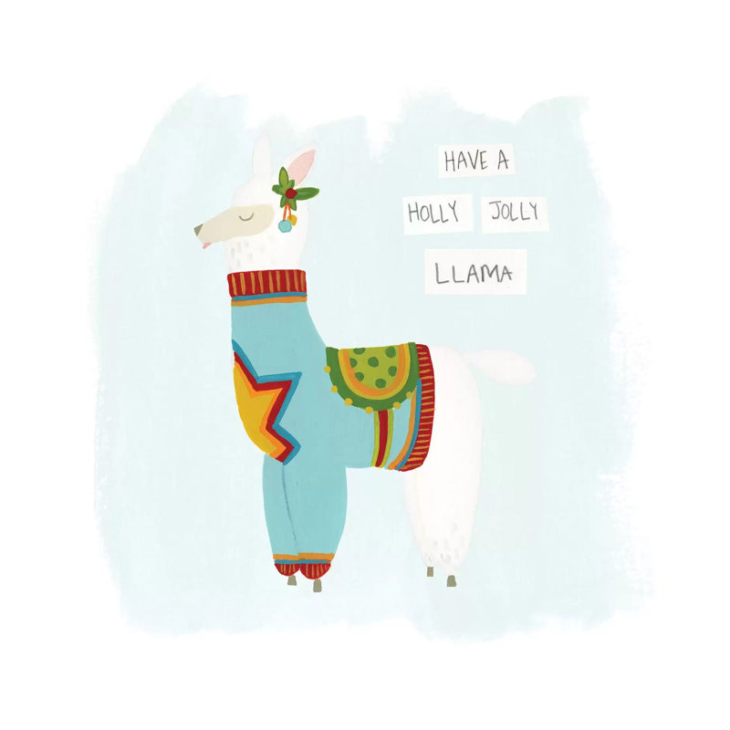 Fa-La-La-La Llama IV by June Erica Vess - Wrapped Canvas Print, 66.04 cm H x 66.04 cm W x 1.91 cm D
