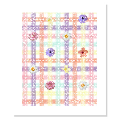 Impression sur papier à carreaux unique avec fleurs
