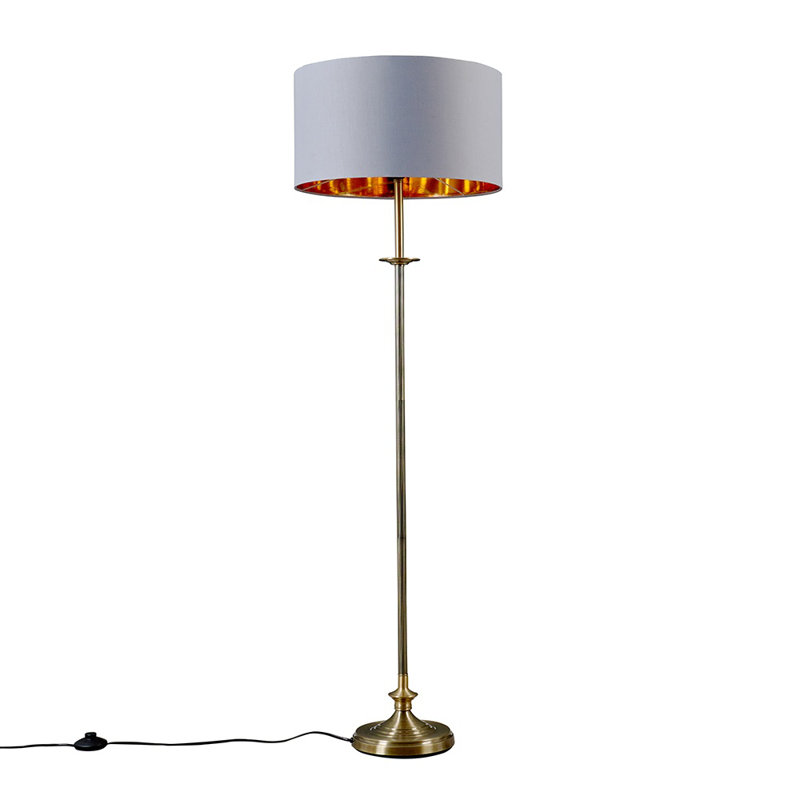 Sahag 144cm Traditional Floor Lamp, Grey, Antique Brass