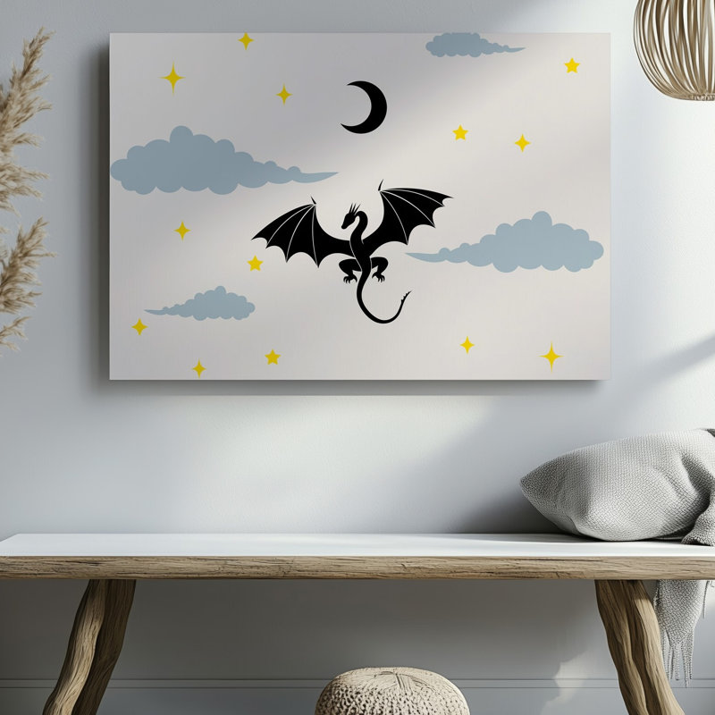 Reproduction d'art sur toile, "Art numérique" représentant une silhouette d'un dragon, H 18 po x l 24 po