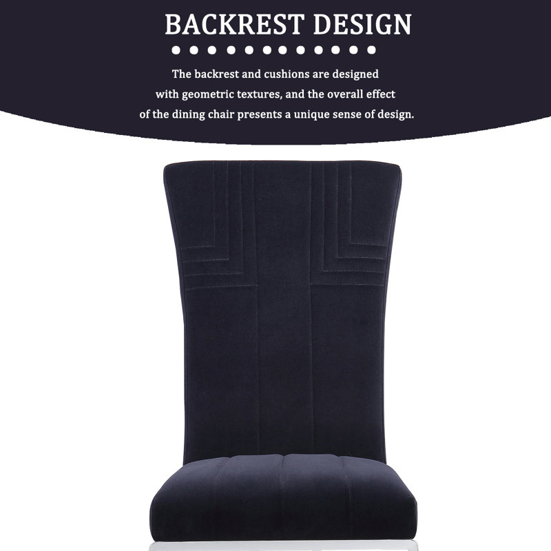 Chaise parsons en velours capitonné Breah, Noir, Argent