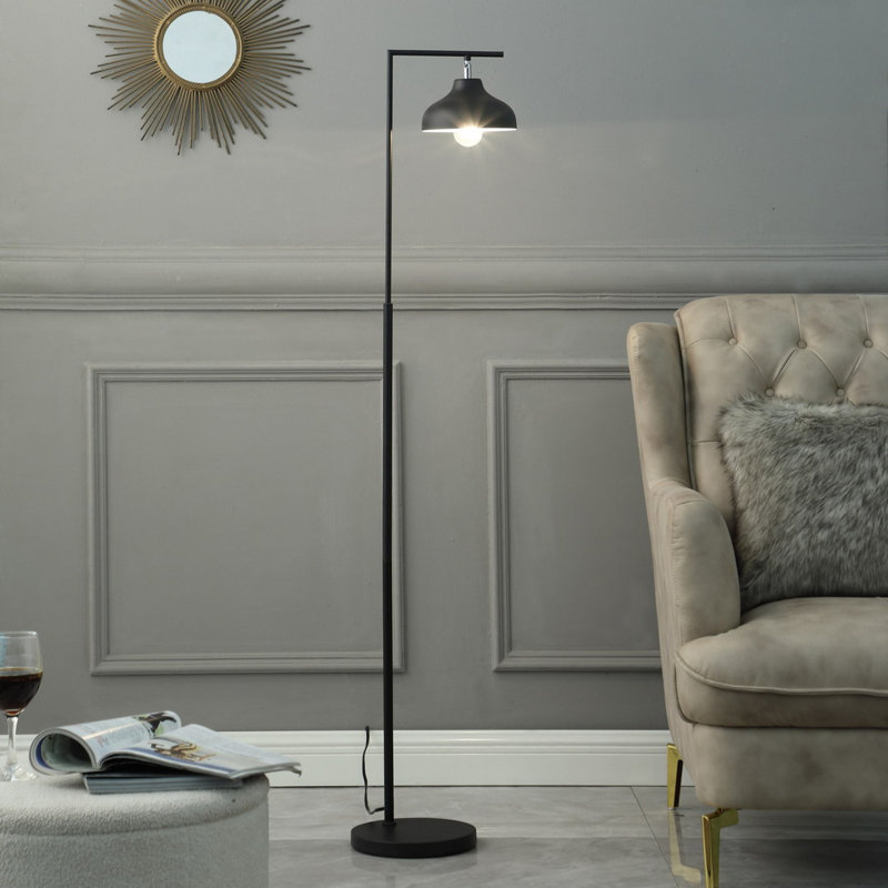 Lampe sur pied industrielle polyvalente en métal noir pour une vie confortable et la lecture