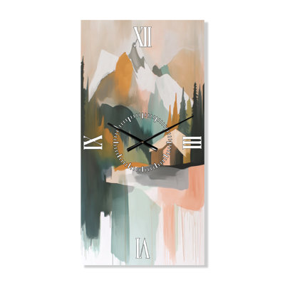 Cabin beneath the Peaks II - Lodge Large Metal Wall Clock, Printed on Metal