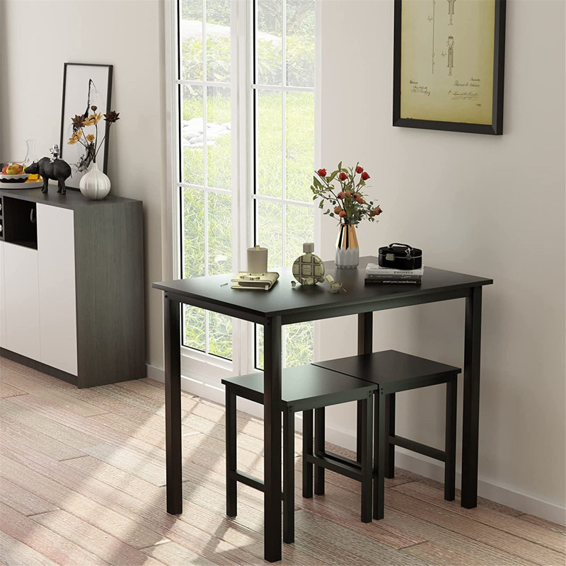 2 - Person Four Leg Dining Set, Black/Black/Black