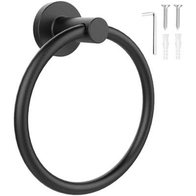 Towel Holder For Bathroom Wall Matte Black Towel Ring Stainless Steel Hand Towel Holder Heavy Duty Towel Hanger For Bath, Kitchen