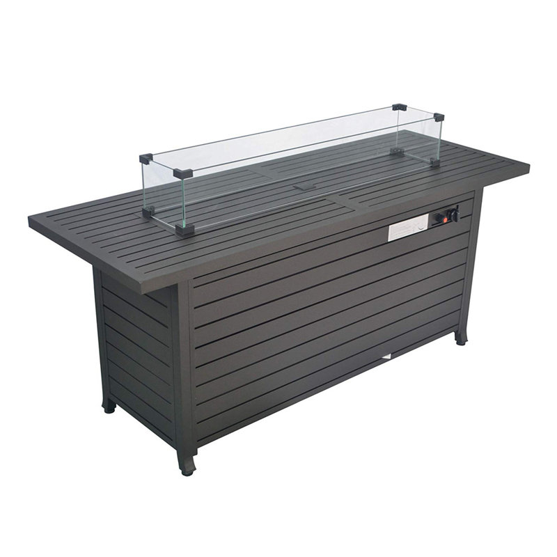 Foyer de table d'extérieur au propane en aluminium H 24 po Gulran, Brun