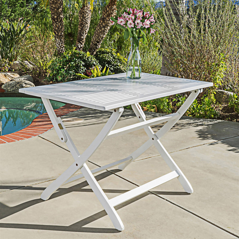 Table de salle à manger d'extérieur pliante en bois, Blanc