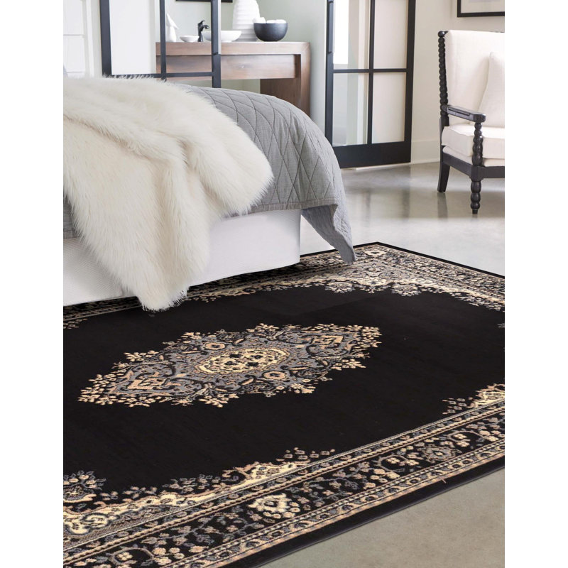 Tapis oriental noir Balthrop, Rectangle 9 pi 10 po x 13 pi 1 po, Black