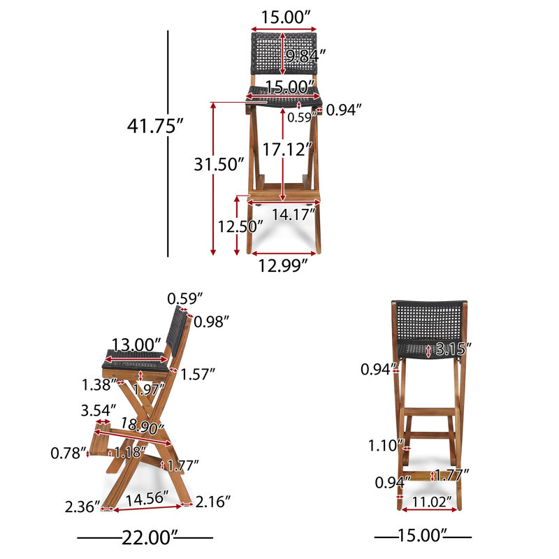 Kaylor Outdoor 31.5'' Bar Stool, Teak