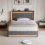 Upholstered Storage Bed with LED Headboard and Drawers-611722736-611722741