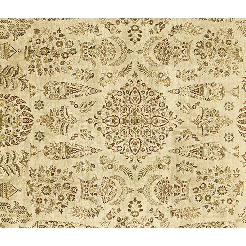 Hand Knotted Wool Area Rug in Gold And Beige