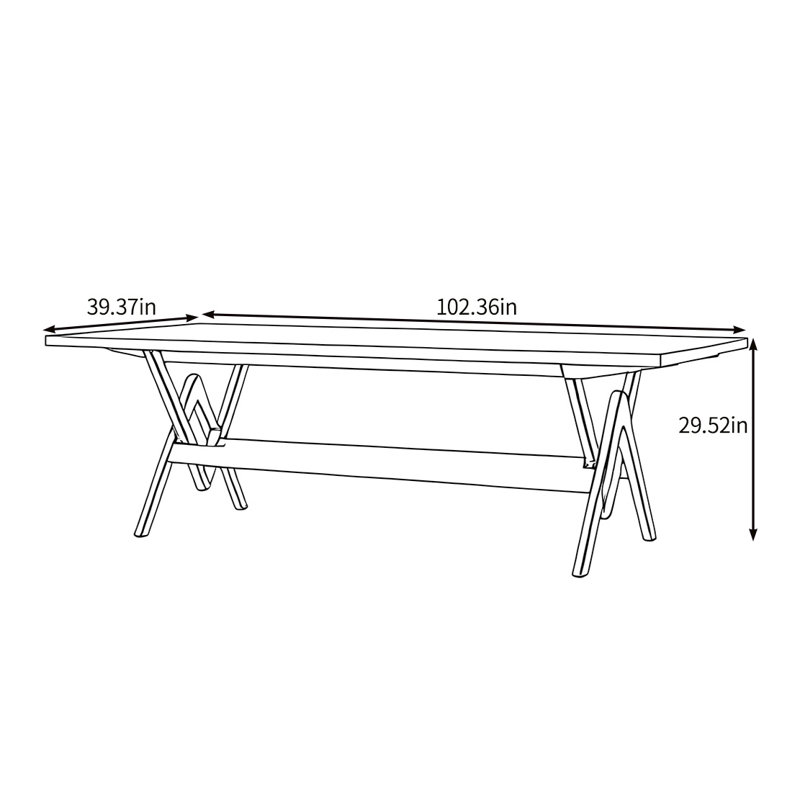 High-end solid wood dining table, 29.52"H x 102.36"L x 39.37"W