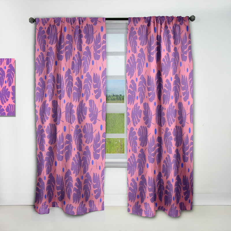 Panneau de rideau simple occultant tropical Mid-Century, L 52 po x L 63 po