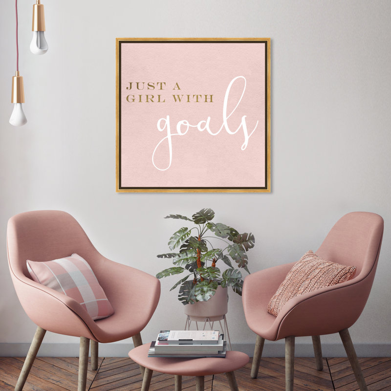 " A Girl With Goals Blush ", 24" H x 24" W x 1.5" D, Gold