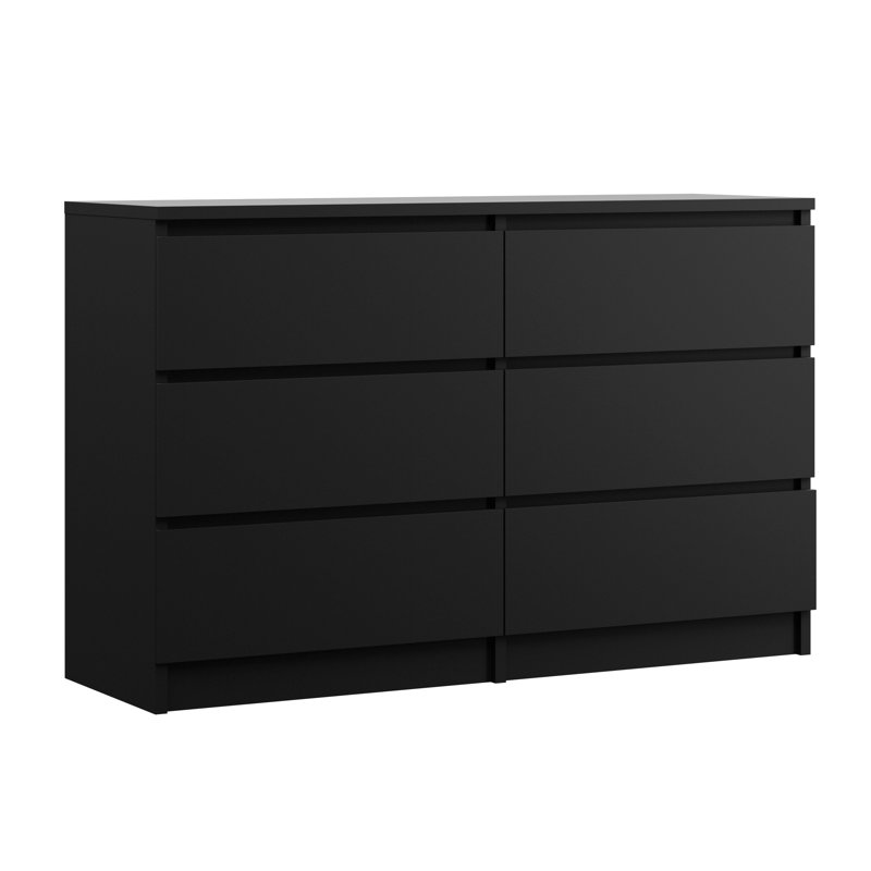 Traynor 120cm W 6 - Drawer Chest of Drawers, Black Gloss